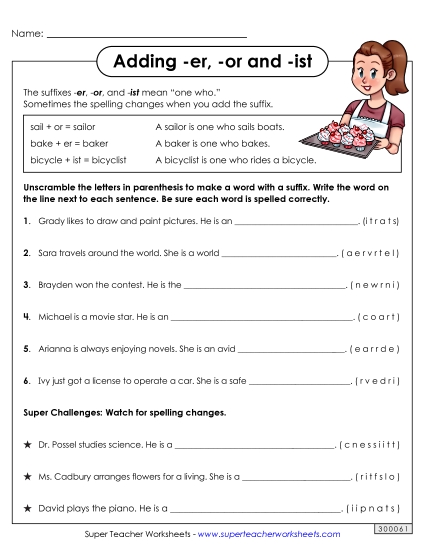 Suffixes - Suffixes -er -or -ist