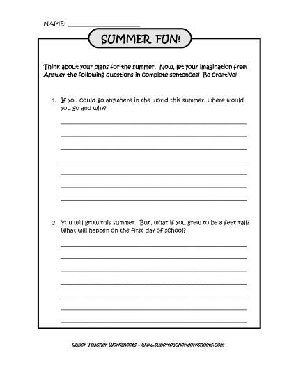 Activities and Games - Summer Fun! Creative Writing Activities and Games - Summer Fun! Creative Writing
