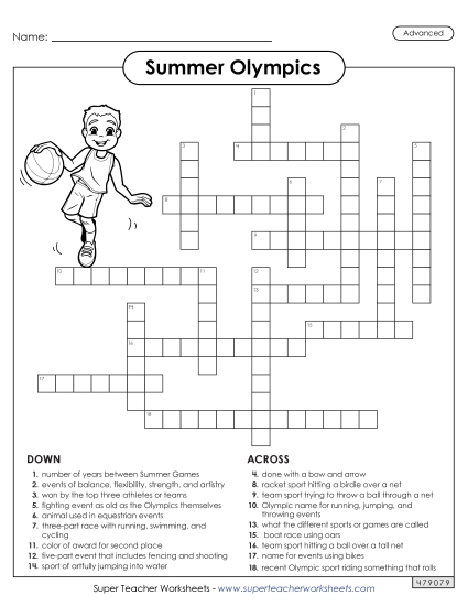 Crossword Puzzles - Summer Olympics Crossword (Advanced)