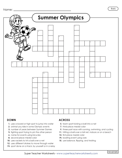 Crossword Puzzles - Summer Olympics Crossword (Basic)