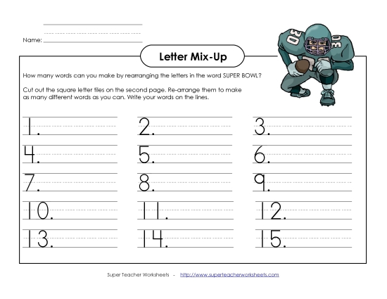 Puzzles & Brain Teasers - Super Bowl Letter Mix-Up (Primary) Puzzles & Brain Teasers - Super Bowl Letter Mix-Up (Primary)