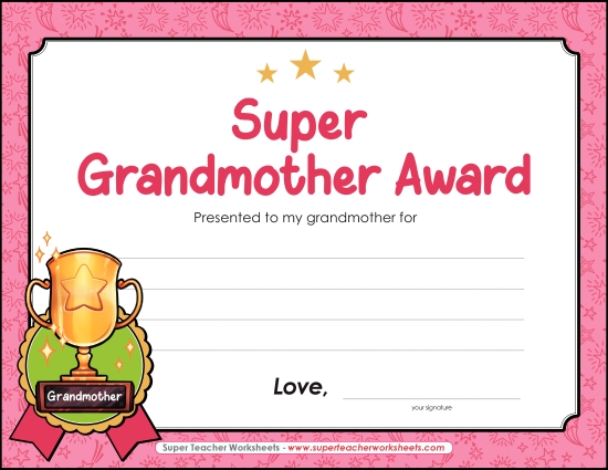 Kids Create Their Own Awards - Super Grandmother Award Kids Create Their Own Awards - Super Grandmother Award