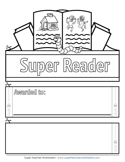 Award Crowns/Hats - Super Reader (B&W)