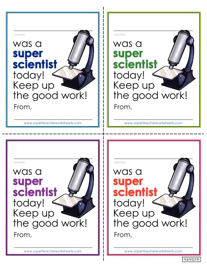 Notes to Students - Super Scientist Note