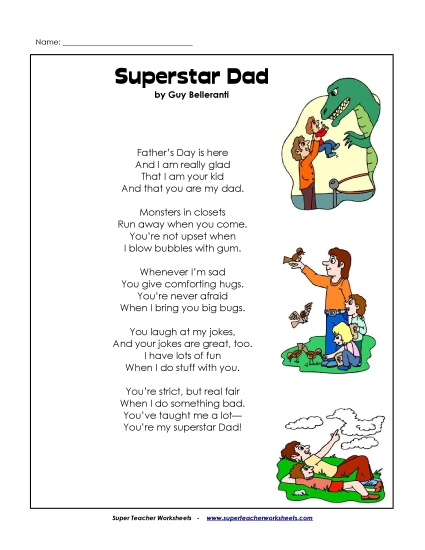 Holiday Poems - Super Star Dad (Father's Day)