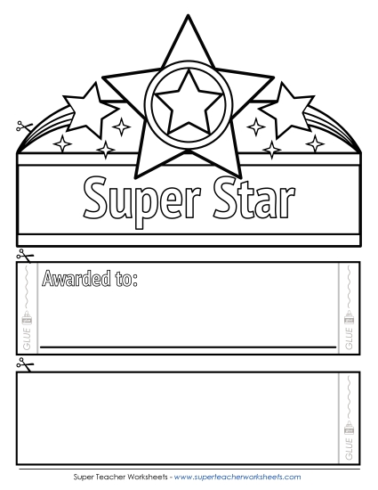 Award Crowns/Hats - Super Star Hat (B&W)
