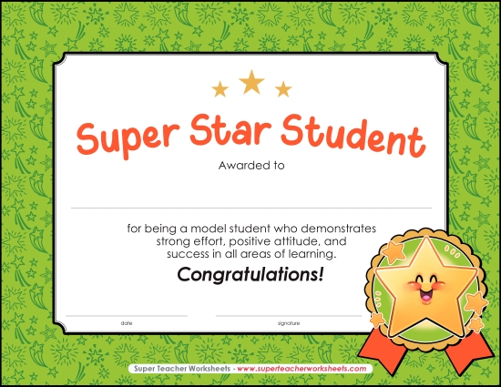 More School Awards - Super Star Student More School Awards - Super Star Student