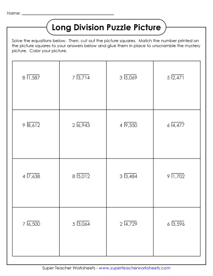 4-Digit Dividends - Superhero Themed Division Picture Puzzle 4-Digit Dividends - Superhero Themed Division Picture Puzzle