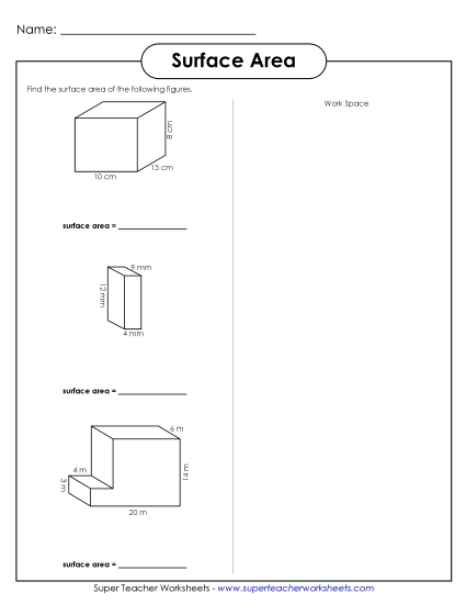 Level: Intermediate (Rectangular & Rectilinear Prisms) - Surface Area (Intermediate)