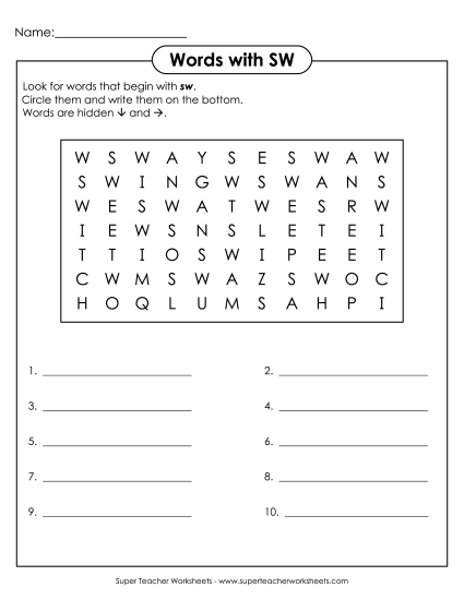 Worksheets - SW Word Search Worksheets - SW Word Search