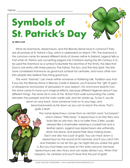 Reading & Writing - Symbols of St. Patrick's Day