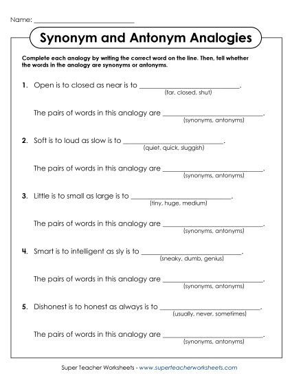 Synonym and Antonym Analogies
