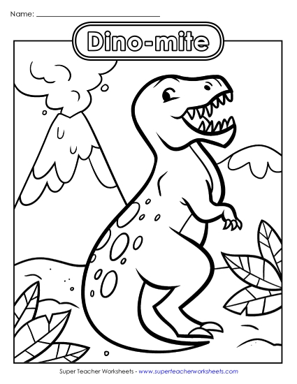 Coloring Pages - T-Rex with Volcano Coloring Pages - T-Rex with Volcano