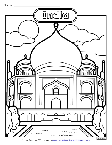 Coloring Pages - Taj Mahal Coloring Page