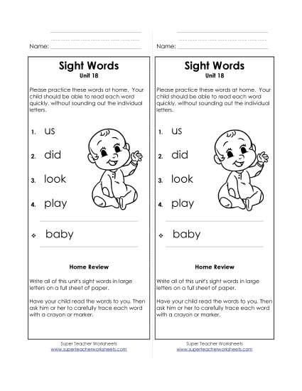 Word List - Take-Home List (Unit 18) Word List - Take-Home List (Unit 18)