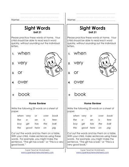 Word List - Take-Home List (Unit 21) 