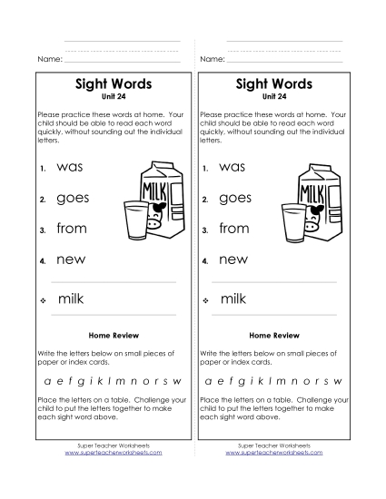 Word List - Take-Home List (Unit 24) Word List - Take-Home List (Unit 24)