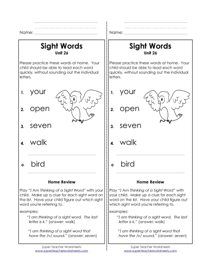 Word List - Take-Home List (Unit 26) Word List - Take-Home List (Unit 26)