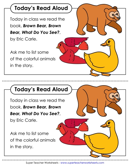 Parent Note - Take-Home Note: Brown Bear Parent Note - Take-Home Note: Brown Bear