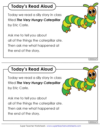Parent Note - Take-Home Note: Hungry Caterpillar