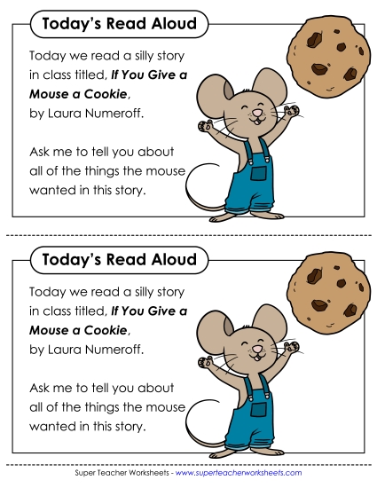 Parent Note - Take-Home Note: Mouse Cookie