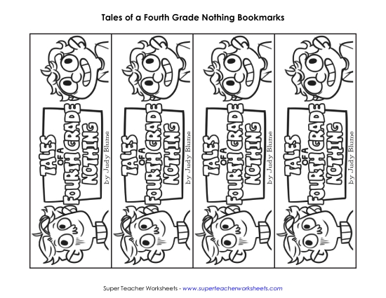 Whole Book - Tales of a Fourth Grade Nothing Bookmarks Whole Book - Tales of a Fourth Grade Nothing Bookmarks