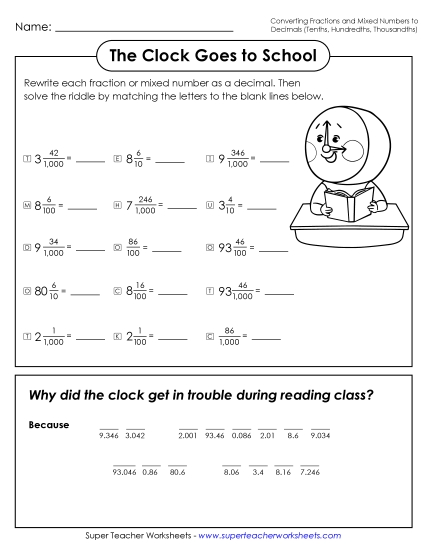 Decimals - Talking Clock (Tenths, Hundredths) Decimals - Talking Clock (Tenths, Hundredths)