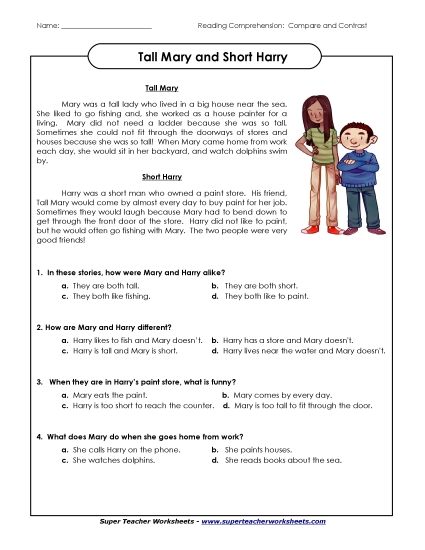 Reading Passages - Tall Mary & Short Harry: Compare/Contrast Reading Passages - Tall Mary & Short Harry: Compare/Contrast
