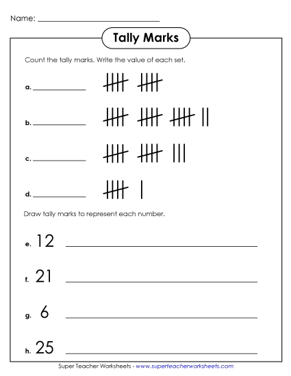 Counting Tallies - Tally Marks  (Version 1)