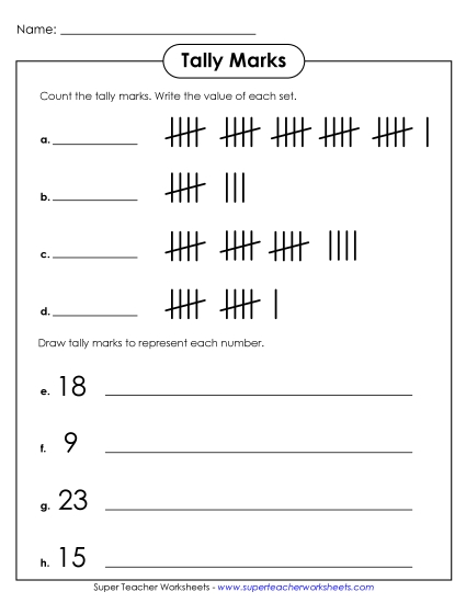 Counting Tallies - Tally Marks  (Version 2)