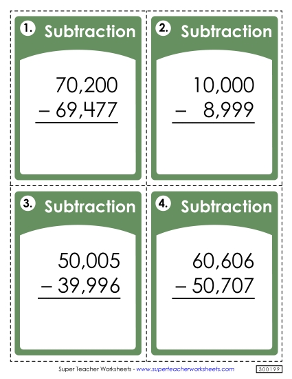 Task Cards - Task Cards: 5-Digit Subtraction Across Zero Task Cards - Task Cards: 5-Digit Subtraction Across Zero