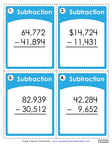 Task Cards - Task Cards: 5-Digit Subtraction Task Cards - Task Cards: 5-Digit Subtraction