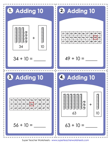 Adding 10 - Task Cards: Adding 10 Adding 10 - Task Cards: Adding 10