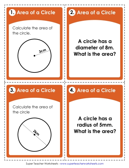 Circumference and Area (Intermediate) - Task Cards: Areas of Circles