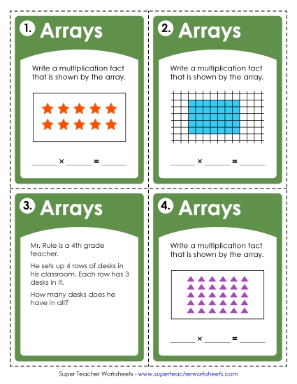 Worksheets and Games - Task Cards: Arrays Worksheets and Games - Task Cards: Arrays