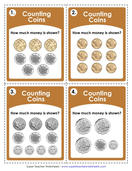 Mixed Coins (Intermediate Level) - Task Cards: AUD (Intermediate Level)