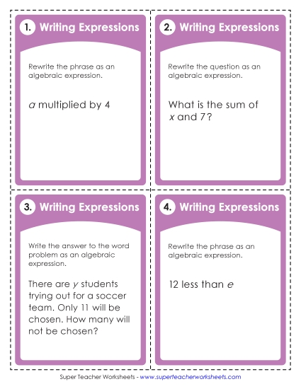 Level: Basic (1-Step; No Parenthesis) - Task Cards (Basic)