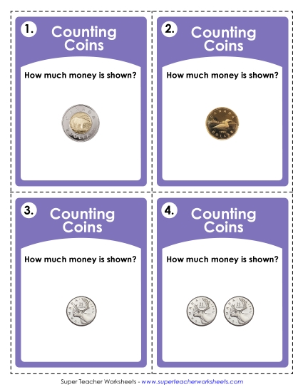 Mixed Coins - Task Cards: Canadian Coins (Basic Level)