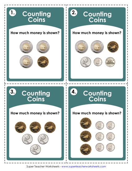 Mixed Coins - Task Cards: Canadian Coins (Intermediate Level)