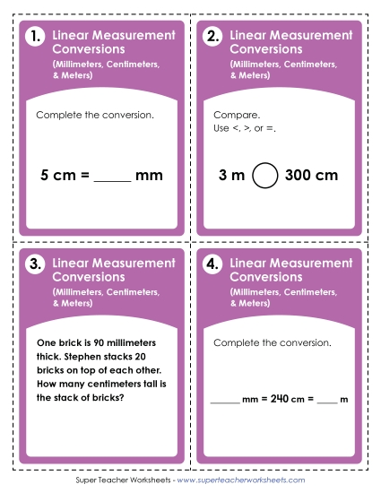 Task Cards - Task Cards: Converting Linear Measurements (mm, cm, m) Task Cards - Task Cards: Converting Linear Measurements (mm, cm, m)