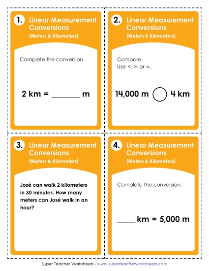 Task Cards - Task Cards: Converting Meters and Kilometers Task Cards - Task Cards: Converting Meters and Kilometers