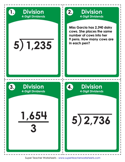 4-Digit Dividends - Task Cards: Division with 4-Digit Dividends 4-Digit Dividends - Task Cards: Division with 4-Digit Dividends