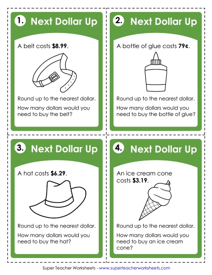 Task Cards: Dollar Up