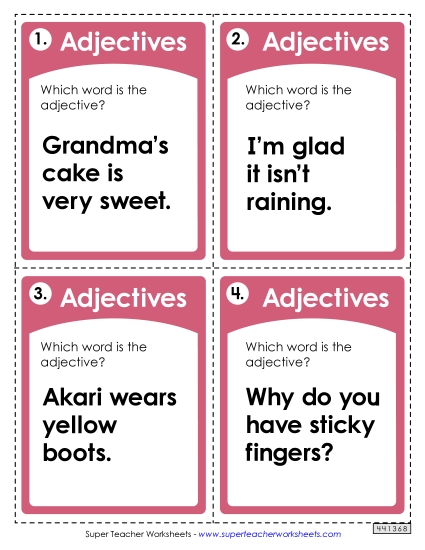 Basic Adjectives - Task Cards: Identifying Adjectives