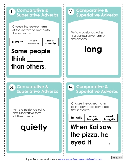Comparative & Superlative Adverbs - Task Cards: Mixed (Comparative & Superlative Adverbs)