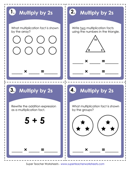 Multiply By 2s Only - Task Cards: Multiplying by 2s Multiply By 2s Only - Task Cards: Multiplying by 2s