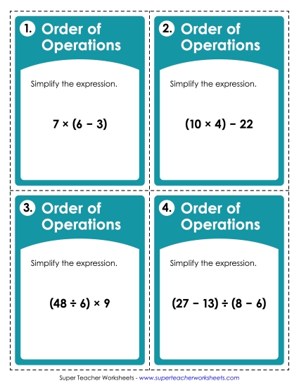 Task Cards: Order of Operations Task Cards: Order of Operations