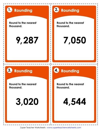 Nearest Thousand - Task Cards: Rounding to the Nearest Thousand (4-Digit Numbers Only)