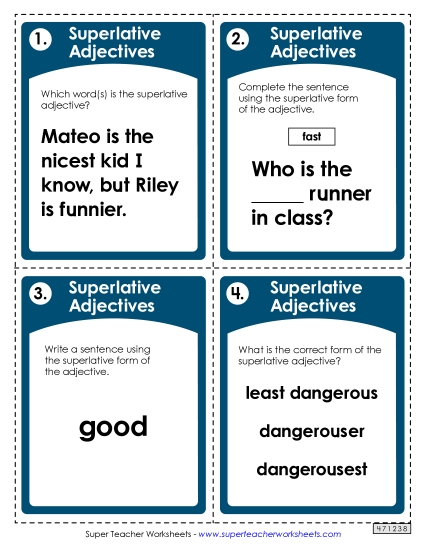 Comparative & Superlative - Task Cards: Superlative Adjectives Comparative & Superlative - Task Cards: Superlative Adjectives