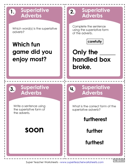 Comparative & Superlative Adverbs - Task Cards: Superlative Adverbs